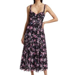 ML Monique Lhuillier Manon Floral Lace Midi Dress Size 4 NWOT Romantic